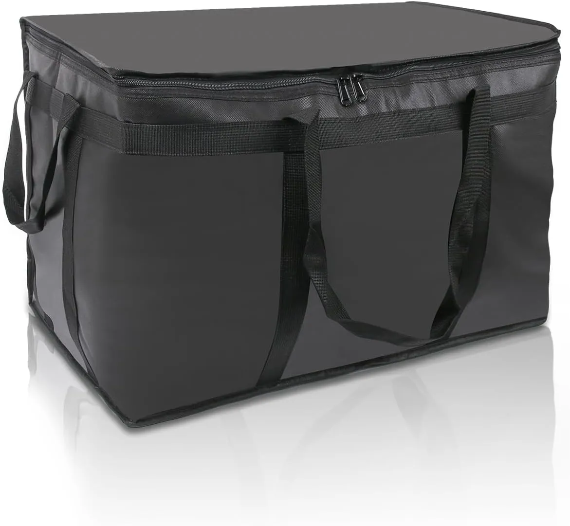 1 Pack Insulated Food Delivery Bag Black Pizza Delivery Bags for Hot & Cold Food, Large Capacity Reusable Warming Bag Catering Cooler Bag for Party