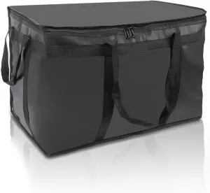 1 Pack Insulated Food Delivery Bag Black Pizza Delivery Bags for Hot & Cold Food, Large Capacity Reusable Warming Bag Catering Cooler Bag for Party