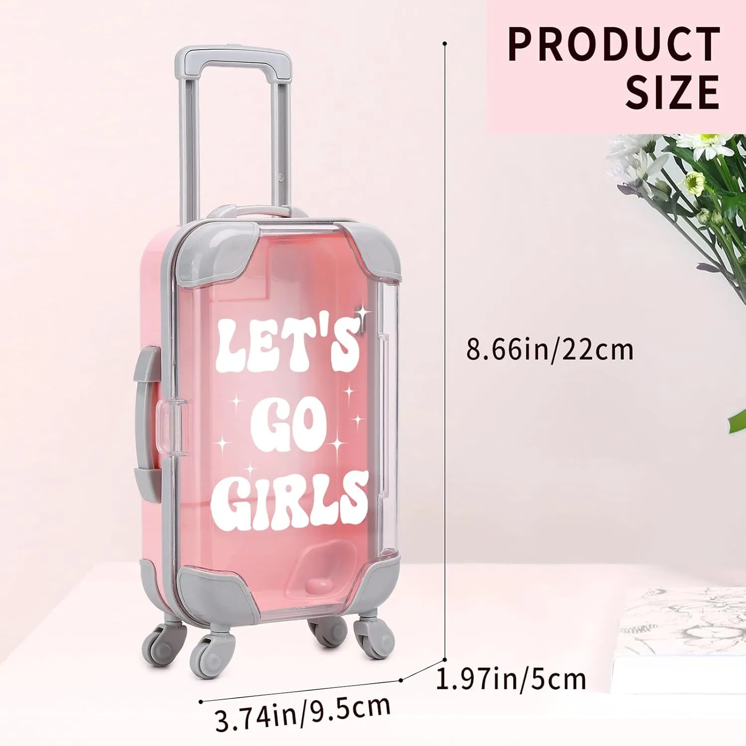10 Pack Mini Suitcase Party Favor Gift Box Plastic Gift Box False Eyelashes Miniature Luggage for Travel Wedding Bachelorette Party Bridesmaid Bridal Shower Favors Decorations (Let's Go Girls)