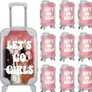 10 Pack Mini Suitcase Party Favor Gift Box Plastic Gift Box False Eyelashes Miniature Luggage for Travel Wedding Bachelorette Party Bridesmaid Bridal Shower Favors Decorations (Let's Go Girls)