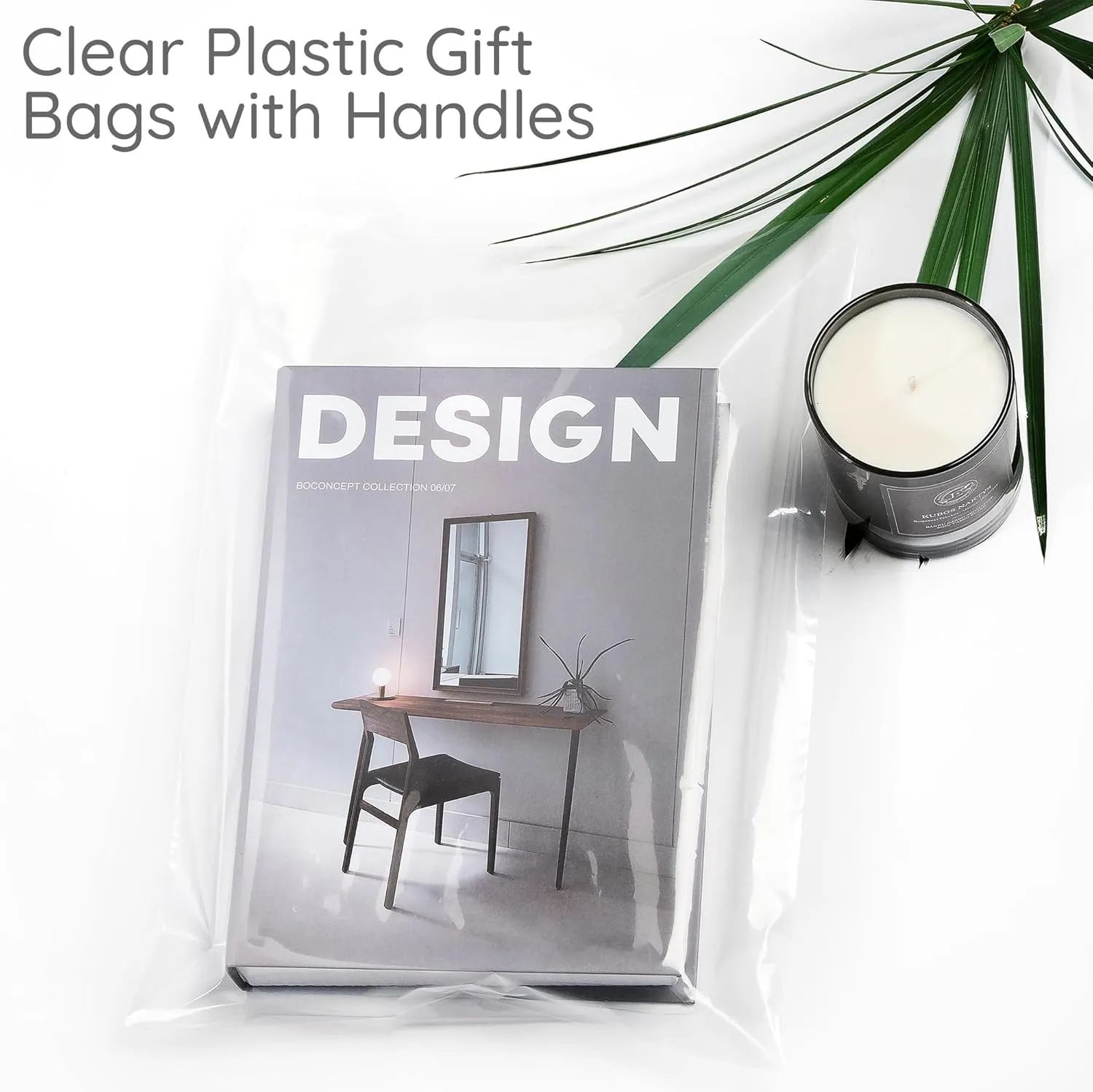 100 Clear Plastic Bags With Handles 9"x12" Perfect for Merchandise And Retail 1.5Mil Thick Clear Gift Bags With Handles