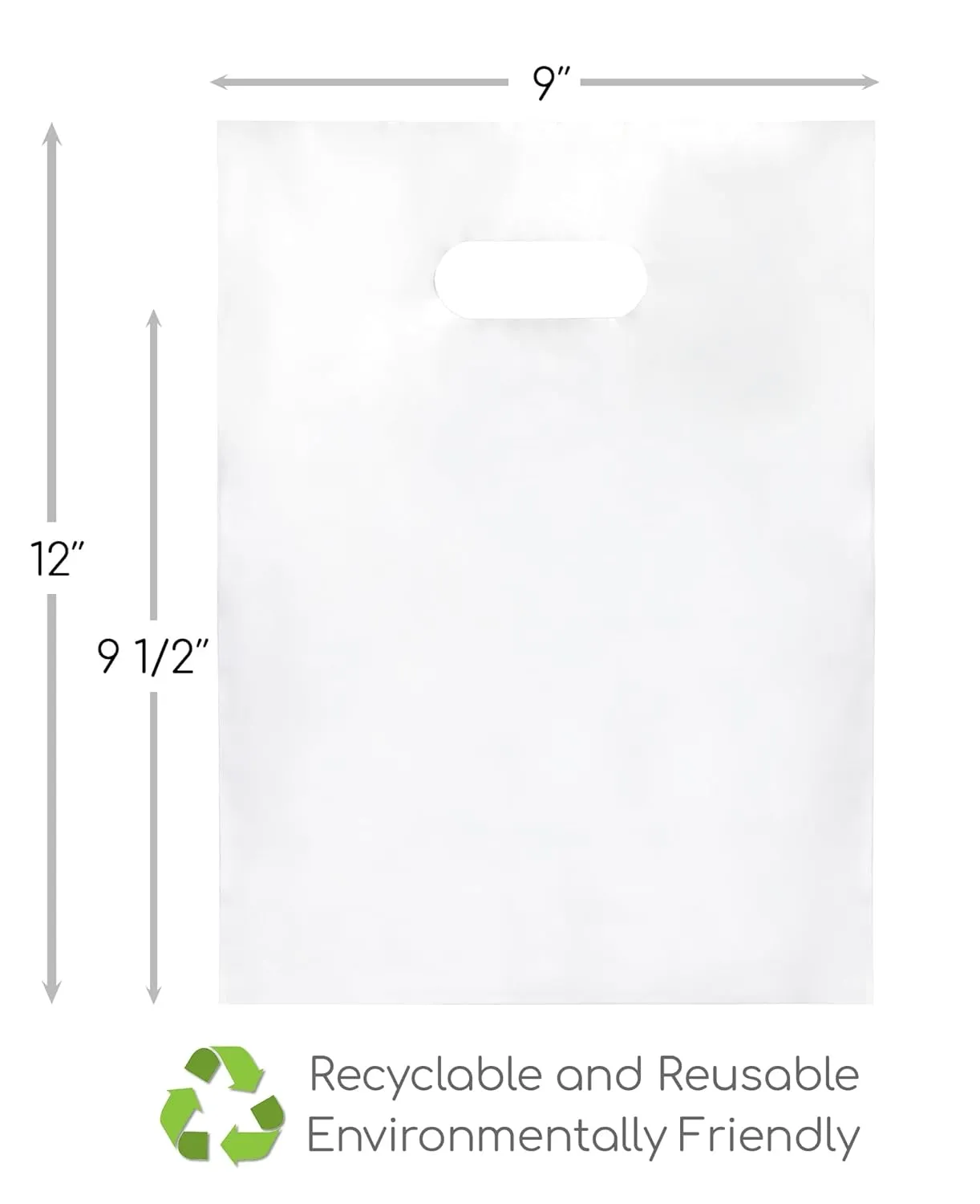 100 Clear Plastic Bags With Handles 9"x12" Perfect for Merchandise And Retail 1.5Mil Thick Clear Gift Bags With Handles