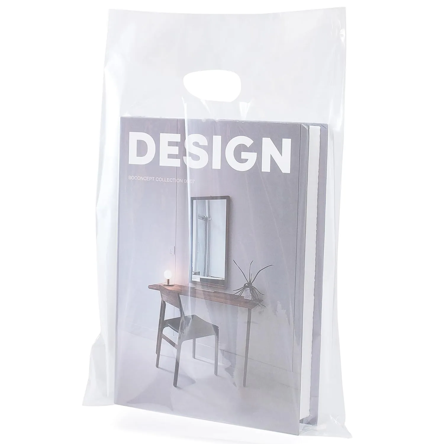 100 Clear Plastic Bags With Handles 9"x12" Perfect for Merchandise And Retail 1.5Mil Thick Clear Gift Bags With Handles