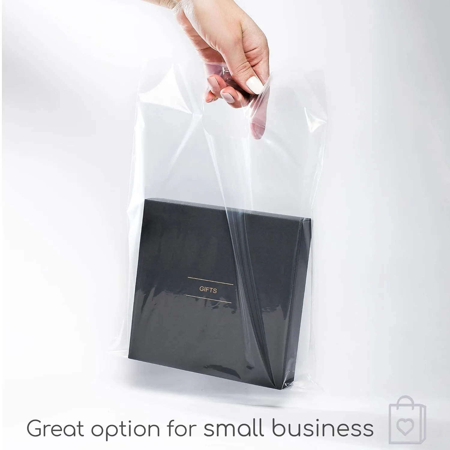 100 Clear Plastic Bags With Handles 9"x12" Perfect for Merchandise And Retail 1.5Mil Thick Clear Gift Bags With Handles