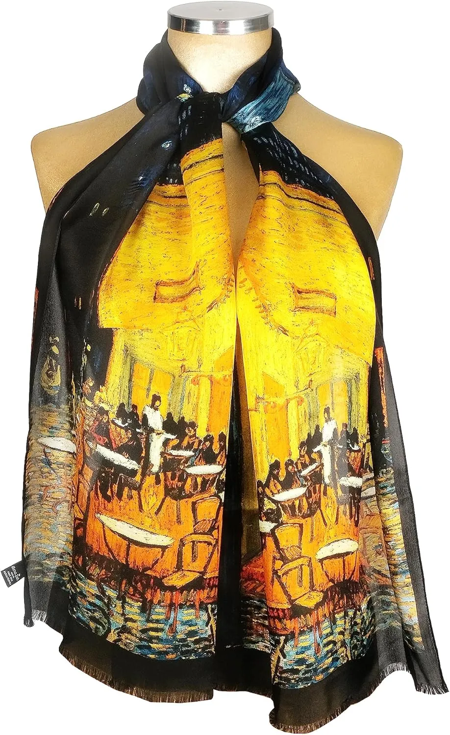 100% Mulberry Silk Scarf for Women, Silk Hair Scarf, Famous Art Design Silk Head Scarf Printed 16"x64"