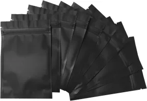 100 Pack Mylar Bags 4 x 6 Inch Resealable Smell Proof Bags Foil Pouch Bag Flat Bag Matte Black