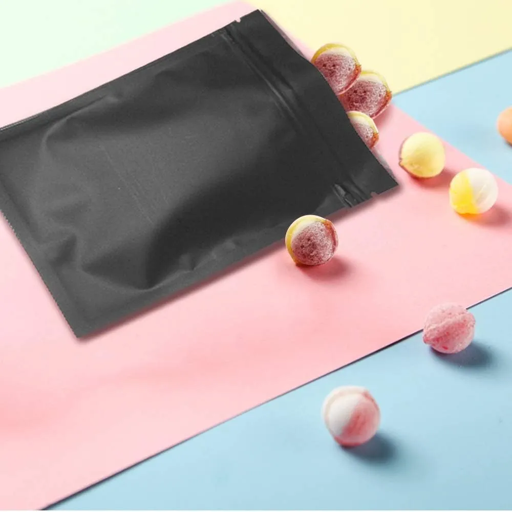 100 Pack Mylar Bags 4 x 6 Inch Resealable Smell Proof Bags Foil Pouch Bag Flat Bag Matte Black