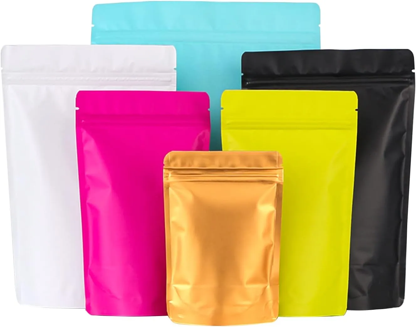 100 Pack Resealable Stand Up Bags,6.3" x 9.4"Smell Proof Pouch Sealable Foil Pouch Bags for Packaging (Black)