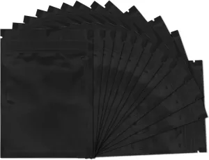 100 Pack Smell Proof Bags 5.9 x 8.7 Inch Resealable Mylar Bags Foil Pouch Flat Bag with Clear Window Black