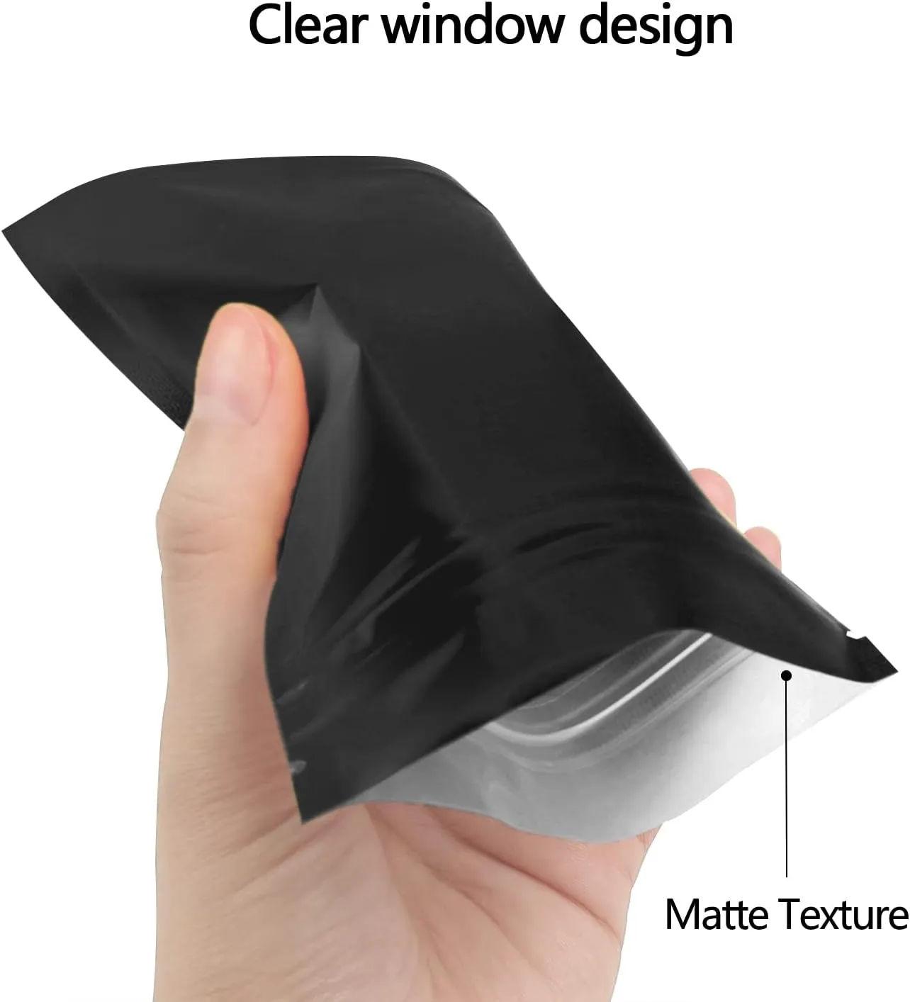 100 Pack Smell Proof Bags 5.9 x 8.7 Inch Resealable Mylar Bags Foil Pouch Flat Bag with Clear Window Black