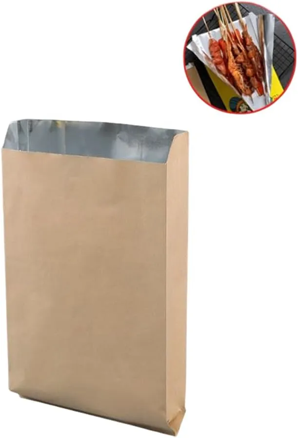100 Pcs Aluminum Foil Hamburger Sleeves Small,Aluminum Foil Hot Dog Bags,Grease Resistant Serving Snack Bags For hot dogs, hamburgers, sandwiches, bagels (Brown)