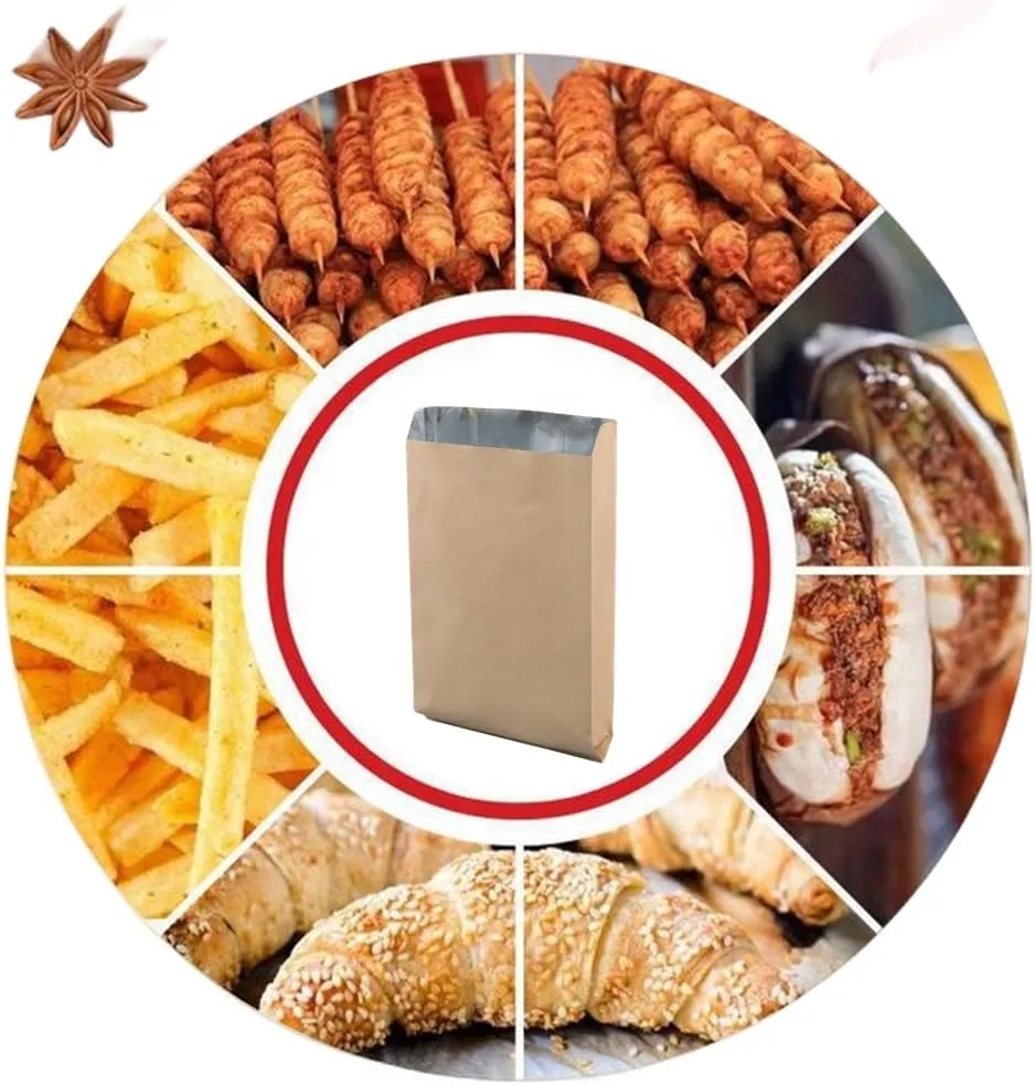 100 Pcs Aluminum Foil Hamburger Sleeves Small,Aluminum Foil Hot Dog Bags,Grease Resistant Serving Snack Bags For hot dogs, hamburgers, sandwiches, bagels (Brown)