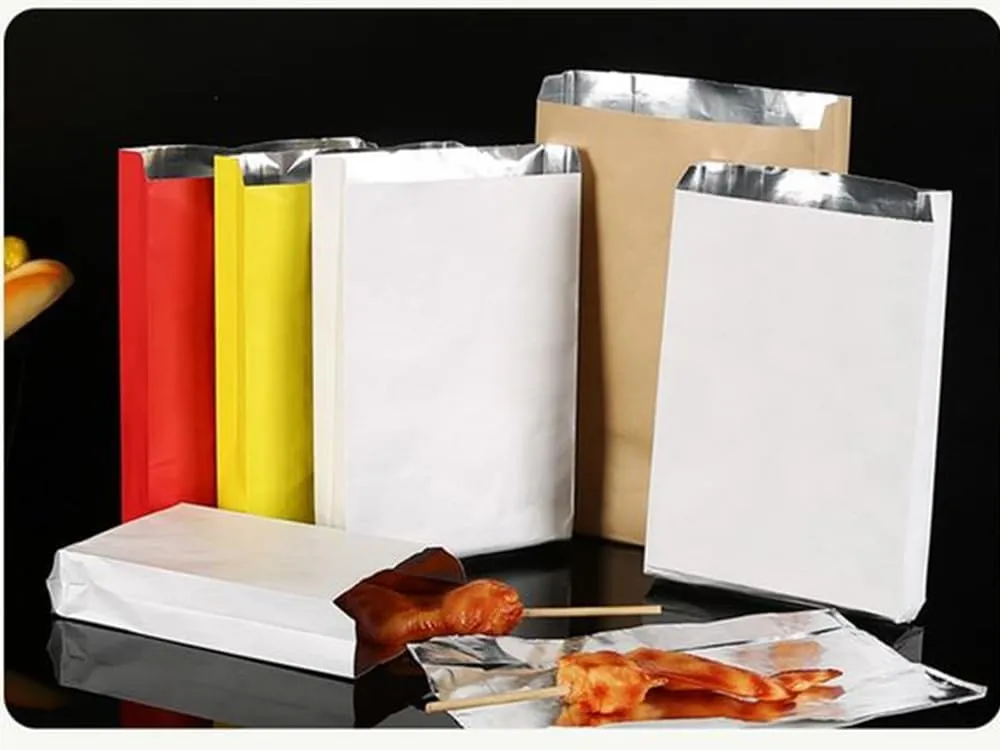 100 Pcs Aluminum Foil Hamburger Sleeves Small,Aluminum Foil Hot Dog Bags,Grease Resistant Serving Snack Bags For hot dogs, hamburgers, sandwiches, bagels (Brown)