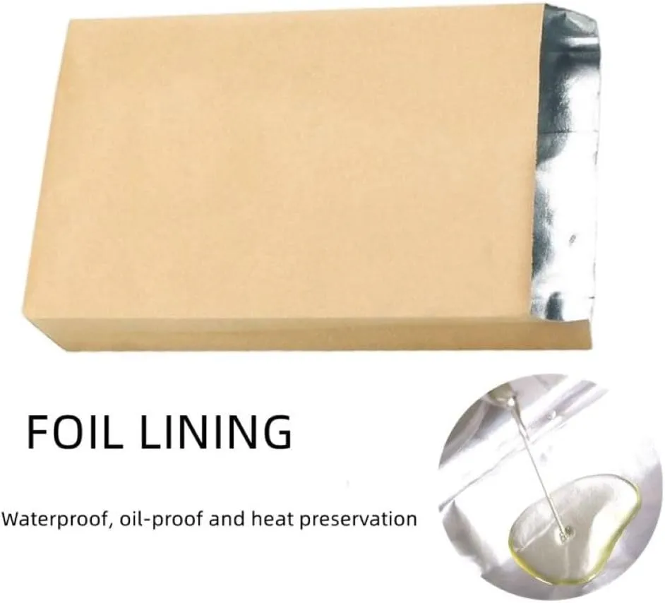 100 Pcs Aluminum Foil Hamburger Sleeves,Aluminum Foil Hot Dog Bags,Grease Resistant Serving Snack Bags For hot dogs, hamburgers, sandwiches, bagels (Brown)