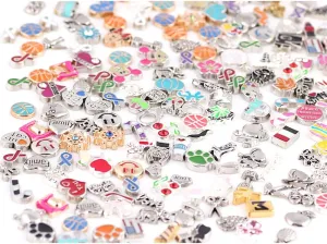 100 Pcs Floating Charms Assorted Mix DIY for Floating Lockets Glass Living Memory Lockets,Random Style