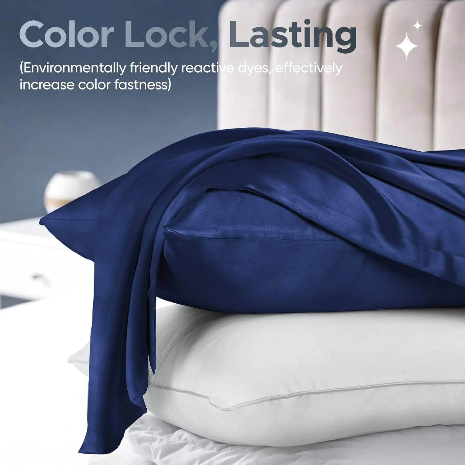 100% Pure Mulberry Silk Pillowcase for Hair and Skin - Allergen Resistant Dual Sides,600 Thread Count Silk Bed Pillow Cases with Hidden Zipper,1pc,Queen Size,Blue
