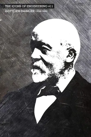 100% Smooth Cotton Paper - Gottlieb Daimler Art Print - The Icons of Engineering Series - #11 of 15 - for Engineers/Students Poster Geek History - Size: 18 x 12 Inches