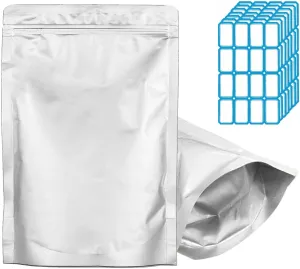 100pcs 1 QUART Mylar Bags for Food Storage - Thick 9.4 Mil - 7"x10" Stand-Up Zipper Pouches, Resealable and Heat Sealable Vacuum Sealing Mylar Bags for Long Term Food Storage