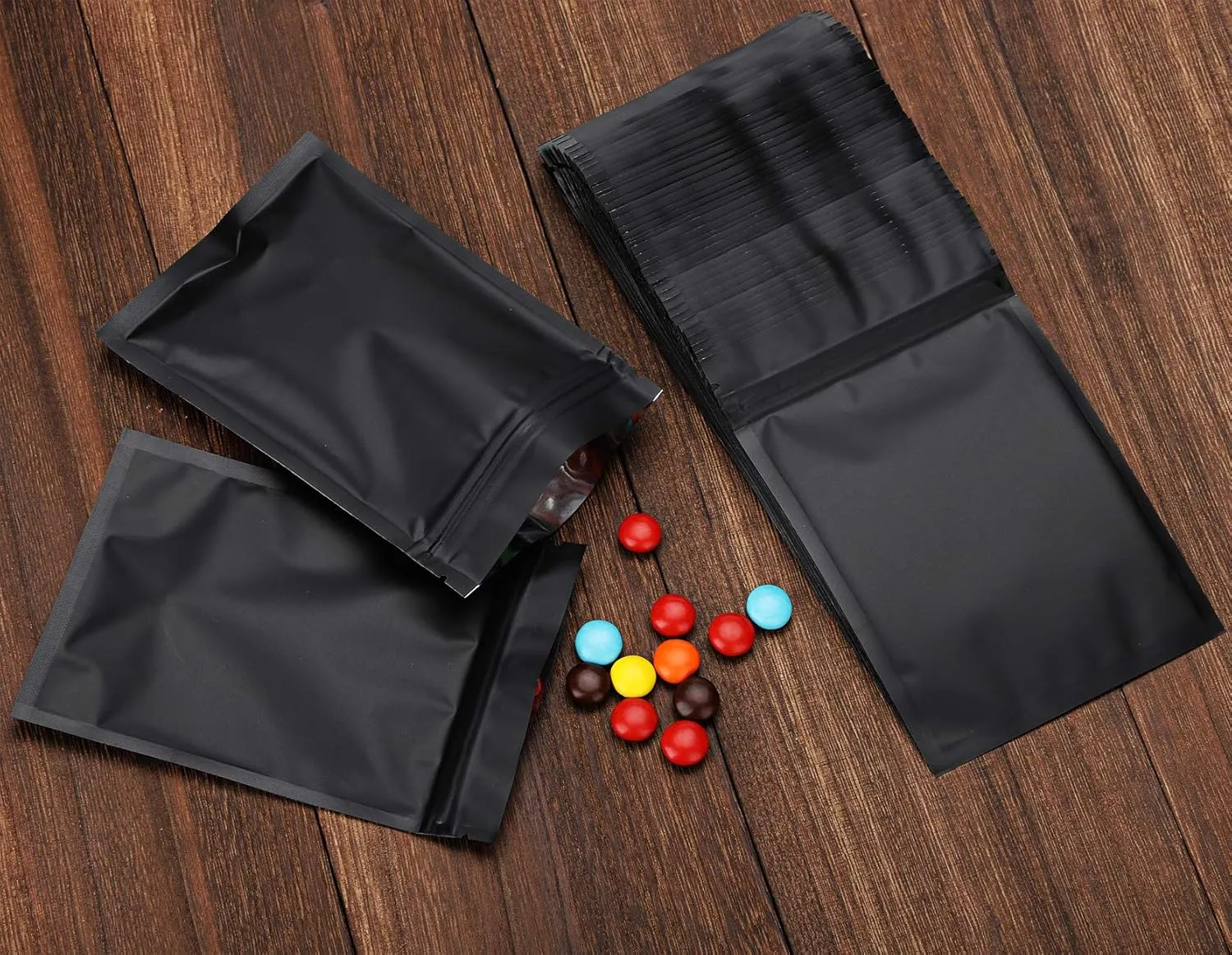 100pcs 5.5"X 7.8" Smell Proof Bags Resealable Mylar Bags Foil Pouch Double-Sided Flat Ziplock Bag Matte Black