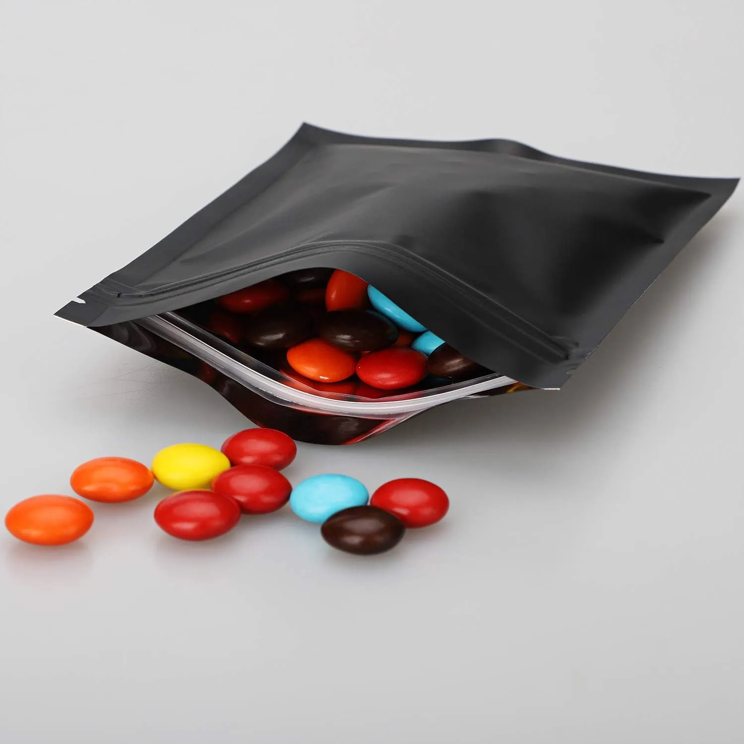 100pcs 5.5"X 7.8" Smell Proof Bags Resealable Mylar Bags Foil Pouch Double-Sided Flat Ziplock Bag Matte Black