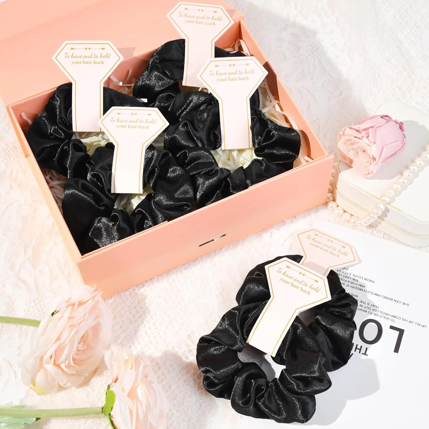 12 PCS Bridesmaid Proposal Gifts Bridesmaid Hair Clips Bridesmaid Scrunchies Bridal Shower Gifts Silk Satin Soft Hair Accessories Bridesmaid Wedding Favor Women Girls