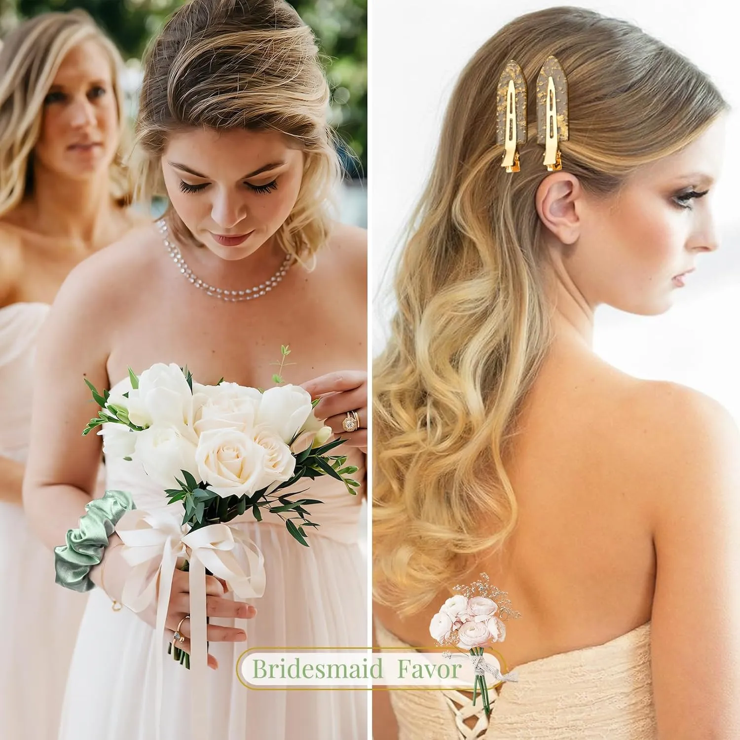 12 PCS Bridesmaid Proposal Gifts Bridesmaid Hair Clips Bridesmaid Scrunchies Bridal Shower Gifts Silk Satin Soft Hair Accessories Bridesmaid Wedding Favor Women Girls