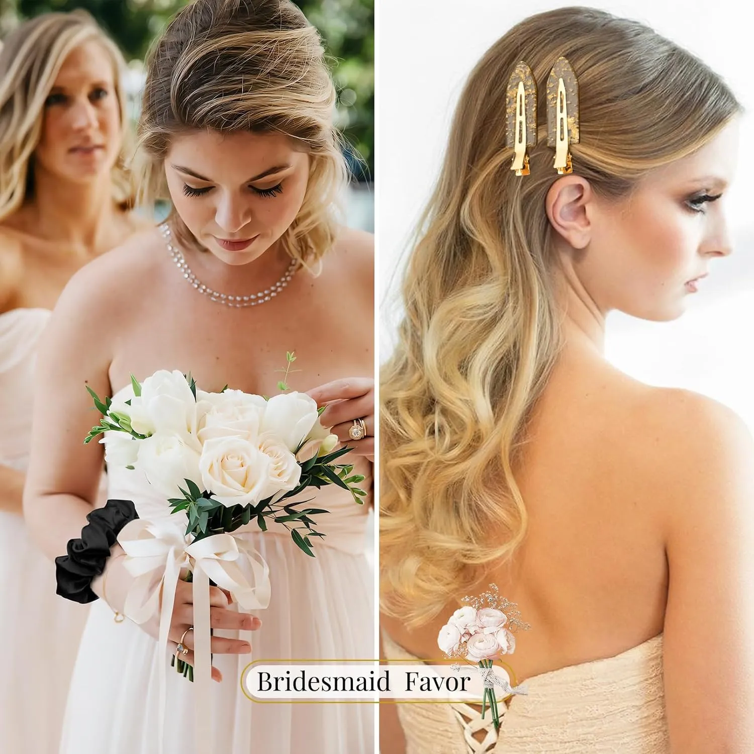 12 PCS Bridesmaid Proposal Gifts Bridesmaid Hair Clips Bridesmaid Scrunchies Bridal Shower Gifts Silk Satin Soft Hair Accessories Bridesmaid Wedding Favor Women Girls