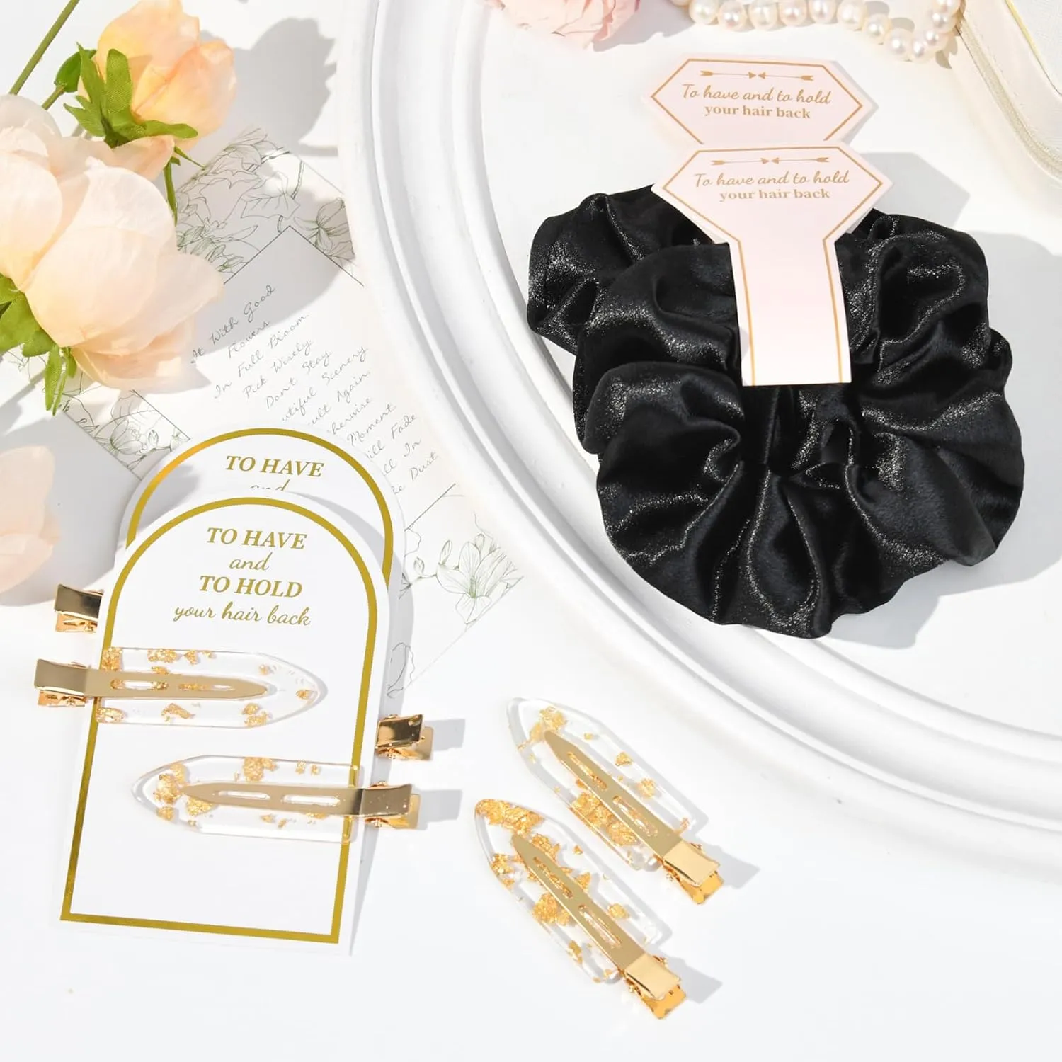 12 PCS Bridesmaid Proposal Gifts Bridesmaid Hair Clips Bridesmaid Scrunchies Bridal Shower Gifts Silk Satin Soft Hair Accessories Bridesmaid Wedding Favor Women Girls