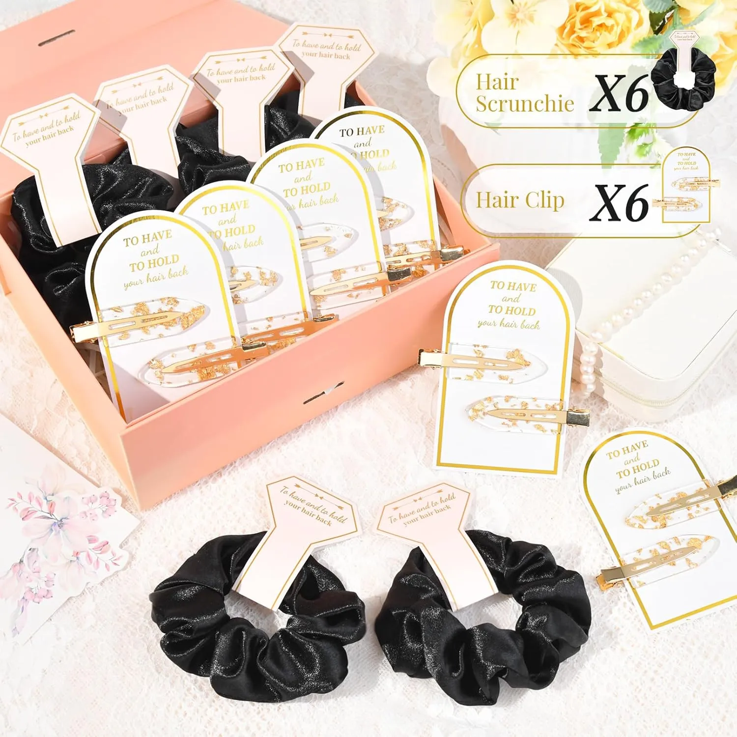 12 PCS Bridesmaid Proposal Gifts Bridesmaid Hair Clips Bridesmaid Scrunchies Bridal Shower Gifts Silk Satin Soft Hair Accessories Bridesmaid Wedding Favor Women Girls