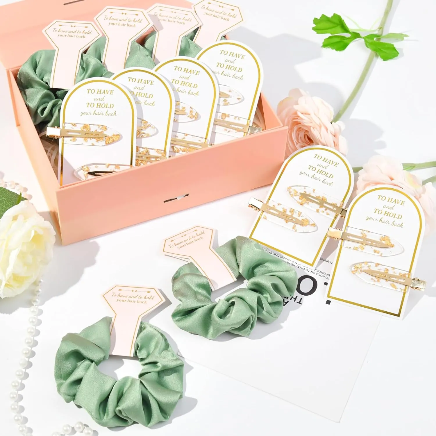 12 PCS Bridesmaid Proposal Gifts Bridesmaid Hair Clips Bridesmaid Scrunchies Bridal Shower Gifts Silk Satin Soft Hair Accessories Bridesmaid Wedding Favor Women Girls