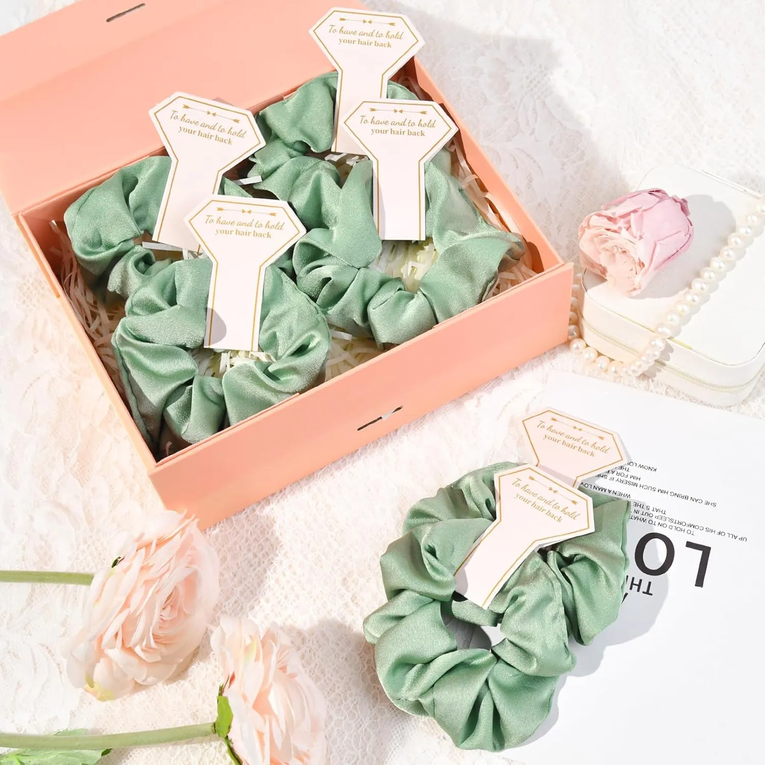 12 PCS Bridesmaid Proposal Gifts Bridesmaid Hair Clips Bridesmaid Scrunchies Bridal Shower Gifts Silk Satin Soft Hair Accessories Bridesmaid Wedding Favor Women Girls