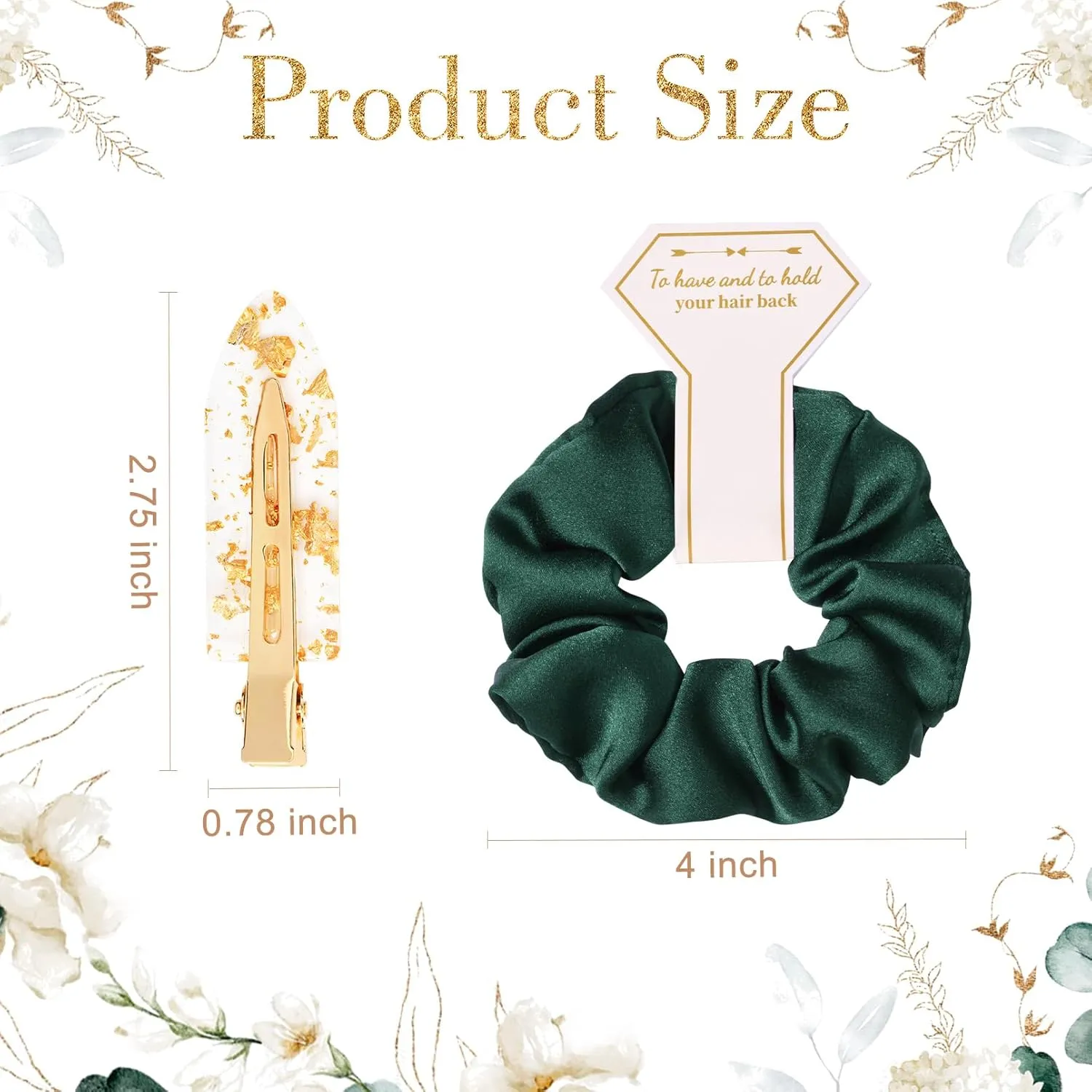 12 PCS Hair Accessories Bridesmaid Proposal Gifts, Including Gold Glitter Bridesmaid Hair Clips and Silk Satin Soft Bridesmaid Hair Scrunchies, Women's Wedding Favor