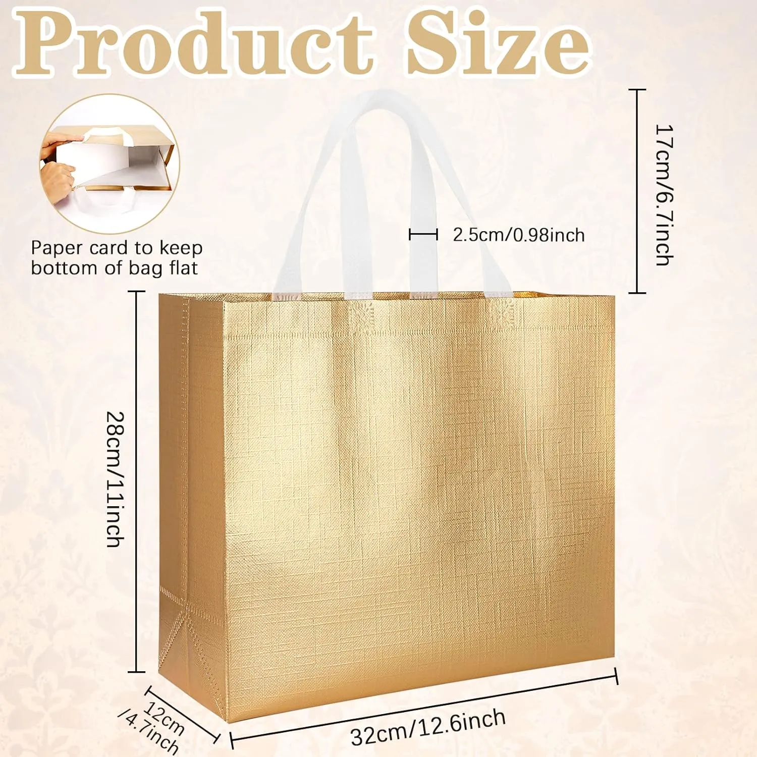 12 PCs Reusable Gift Totes, Glossy Finish with Handle, Non-woven, Foldable Bridesmaids Bags