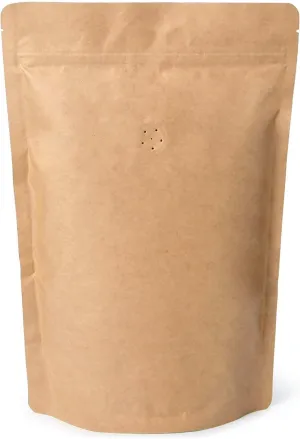 12oz Coffee Bags 100 Pieces - High Barrier Natural Kraft Paper Stand up Ziplock Pouches Bags with Valve & Zipper (100 Pcs, 12 Ounce/340 Gram/0.75 lb)