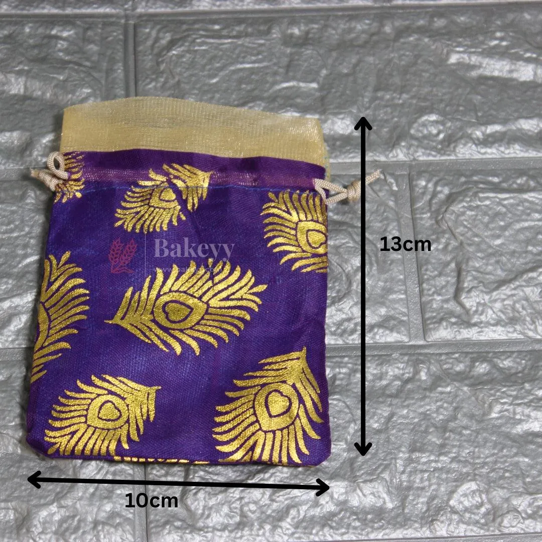 13x10cm| Purple Cotton Silk Potli Bag | Perfect for Gifting - Jewellery, Small Items| Pack of 25