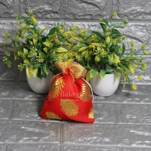 13x10cm| Red Cotton Silk Potli Bag | Perfect for Gifting - Jewellery, Small Items| Pack of 25