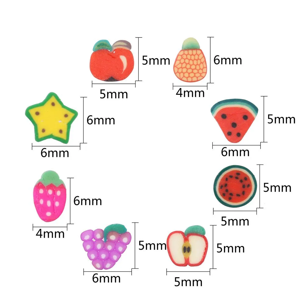 1/4 Inch 3200 Pieces Mini 3D Fruit Slices for Slime Crafts Nail Art and Face tion