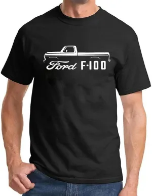 1973-77 Ford F100 Pickup Truck Classic Outline Design Print Tshirt