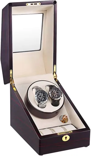 2 3 Watch Winders Wooden Lacquer Piano Glossy Black Carbon Fiber Quiet Motor Storage Display Watches Box with LED Light Collect