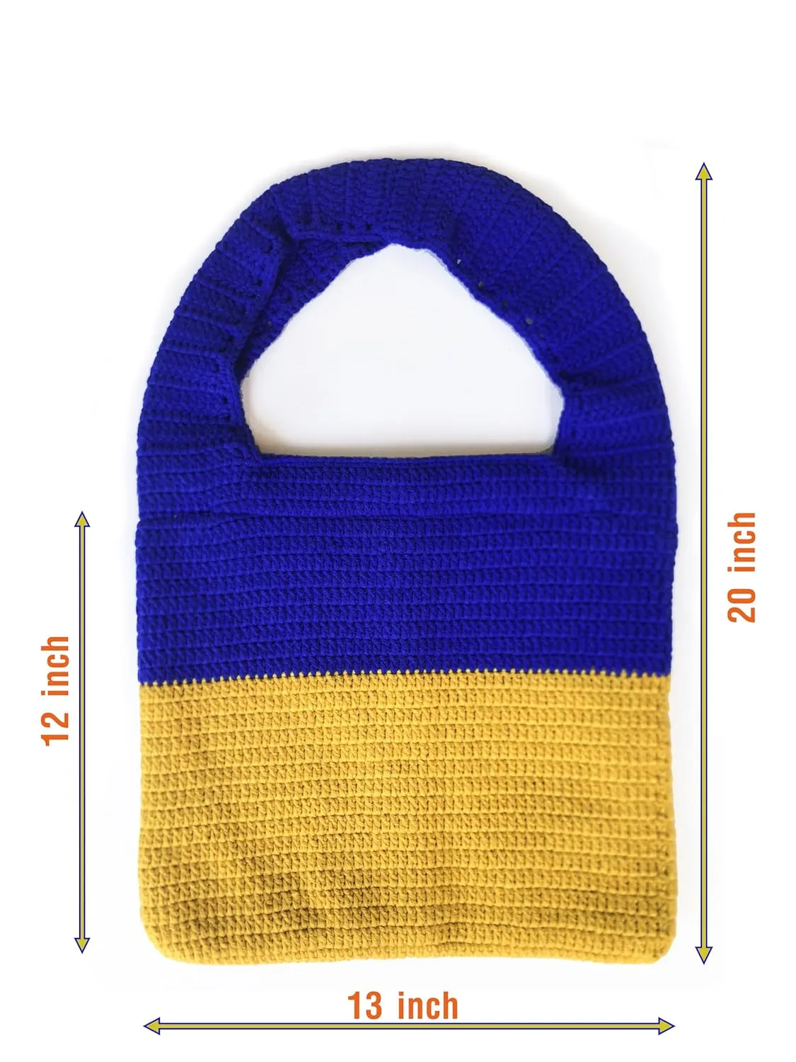 2 layers handmade zippered wool knitting bag pleasingly neat soft sturdy comfort elegance unique gift (  Blue Yellow)