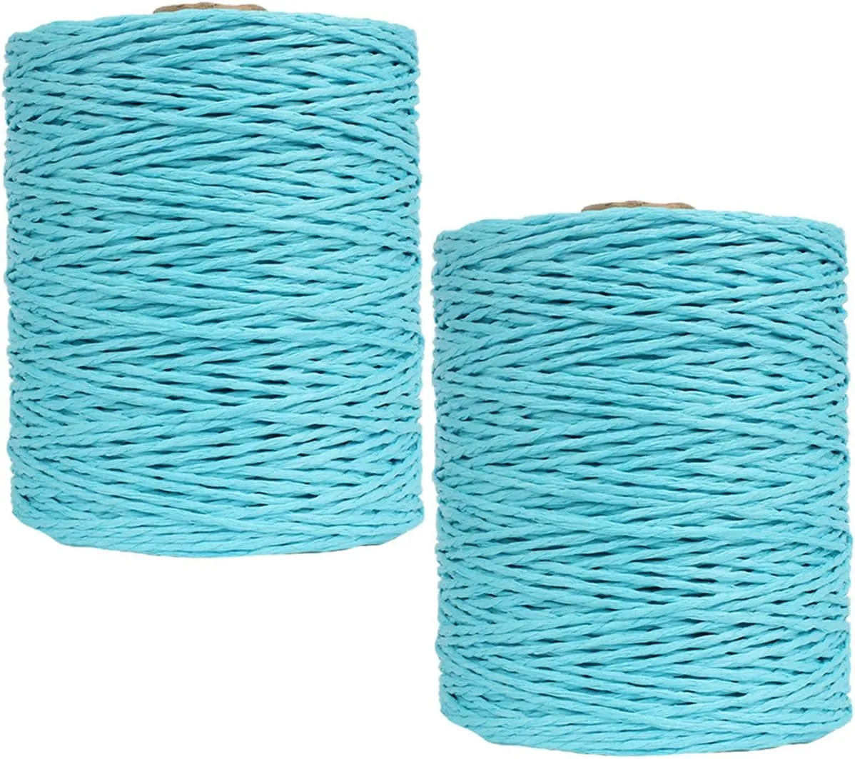 2 Pack of Natural Cotton Line Rayon Raffia Yarn Cotton Raffia Rope for Summer Sun Straw Hat Beach Bag DIY Hand Knitting Handbag 560-600 Meters/612-656 Yards