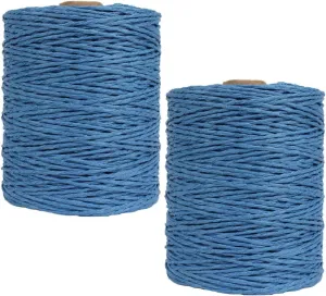 2 Pack of Natural Cotton Line Rayon Raffia Yarn Cotton Raffia Rope for Summer Sun Straw Hat Beach Bag DIY Hand Knitting Handbag 560-600 Meters/612-656 Yards
