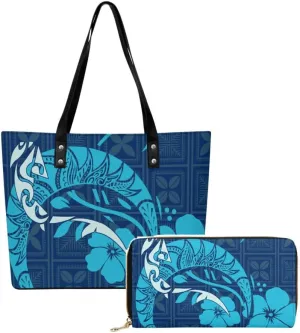 2 Piece Shoulder Bag & Purse Samoa Tribal Print Custom Women'S Tote Polynesian Women'S Bag