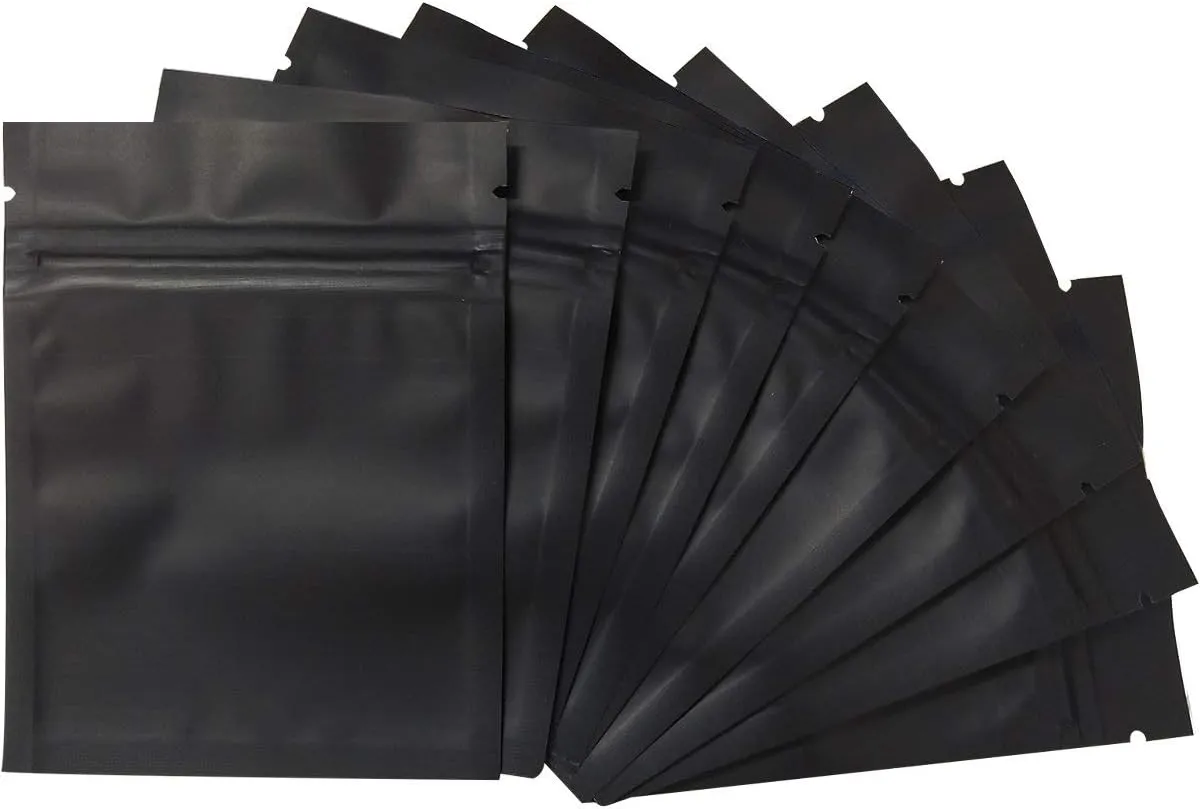 200 Pack Smell Proof Bags 3 x 4 Inch Resealable Mylar Bags Foil Pouch Bag Flat Bag Matte Black
