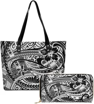 2025 New Polynesian Women'S Handbag And Purse Samoa Hawaii Fiji Islands Art Women'S Bag 2 Piece Set