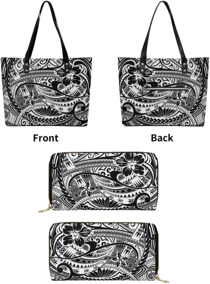 2025 New Polynesian Women'S Handbag And Purse Samoa Hawaii Fiji Islands Art Women'S Bag 2 Piece Set