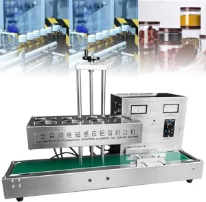 2200W Automatic Foil Sealing Machine ， Continuous Electromagnetic Induction Band Sealer for Plastic Bottles and Bags, Diameter 60-130mm