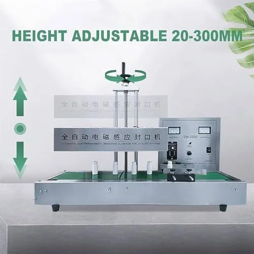2200W Automatic Foil Sealing Machine ， Continuous Electromagnetic Induction Band Sealer for Plastic Bottles and Bags, Diameter 60-130mm