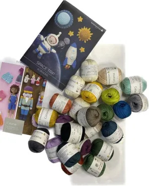25 Skein (SMC) Catania Originals - Schachenmayr 100% Mercerized Cotton Yarn 17,63 Oz (20gx25 Skein) / 1375 Yrds (1250 m) Amigurumi Yarn Fine-Sport 2 (Box 2 - Space Trip)