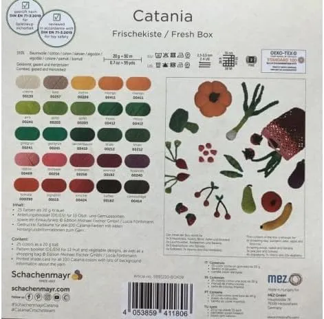 25 Skein (SMC) Catania Originals - Schachenmayr 100% Mercerized Cotton Yarn 17,63 Oz (20gx25 Skein) / 1375 Yrds (1250 m) Amigurumi Yarn Fine-Sport 2 (Box 3 - Fresh Box)